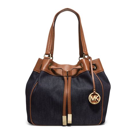 michael kors blue and black|Michael Kors blue denim purse.